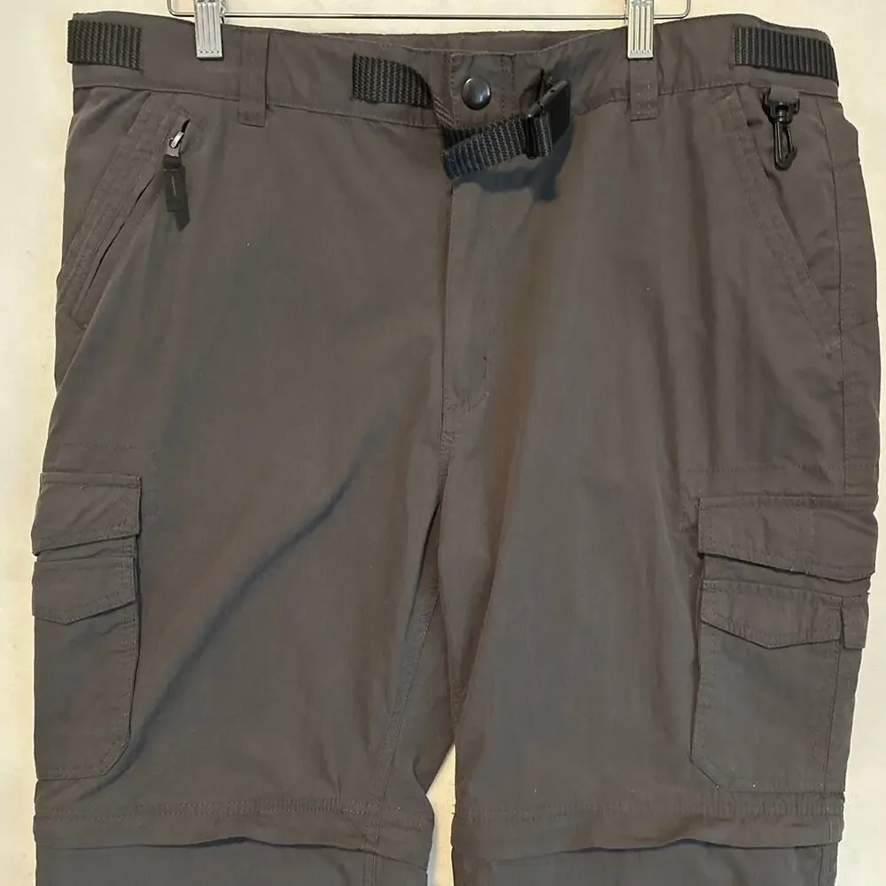 BC Clothing Men's Convertible Cargo Pants Zip Off Sz XL x 34 Hiking Outdoor Gray
